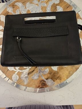 COACH Black Leather Bleeker Edgepoint Clutch Bag